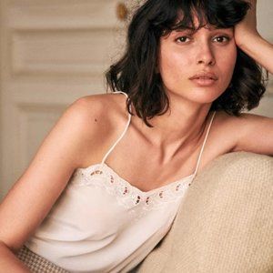 Sezane Paloma top, ecru, like new (size 38/6)